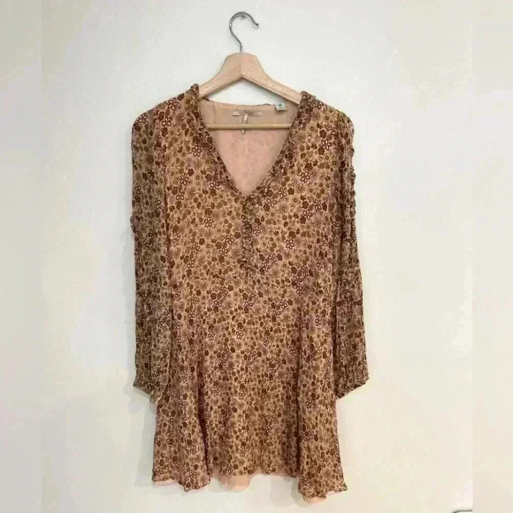 SCOTCH & SODA floral flowy ruffle mini dress size S sundress date night